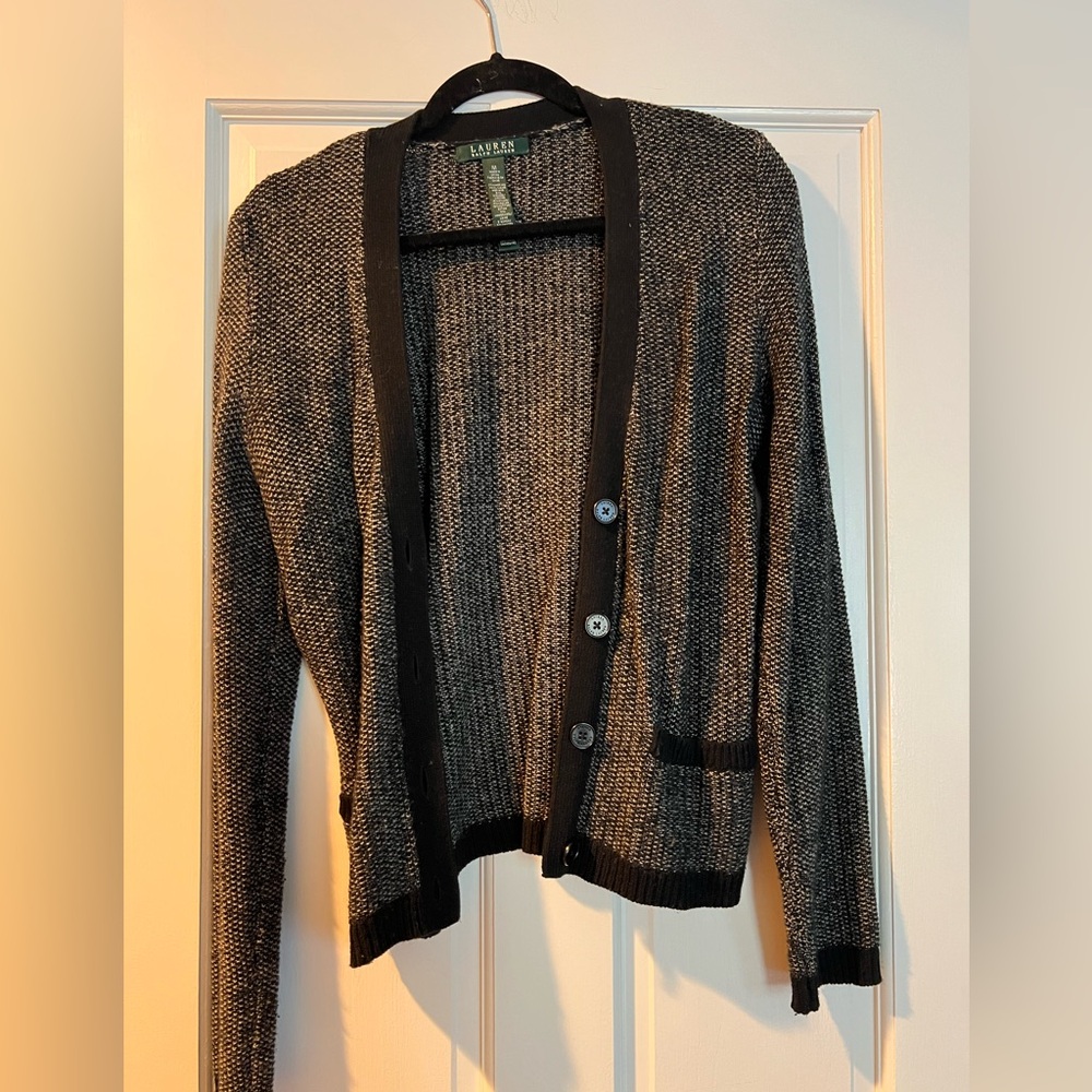 Ralph Lauren Women's Gray and Black Cardigan